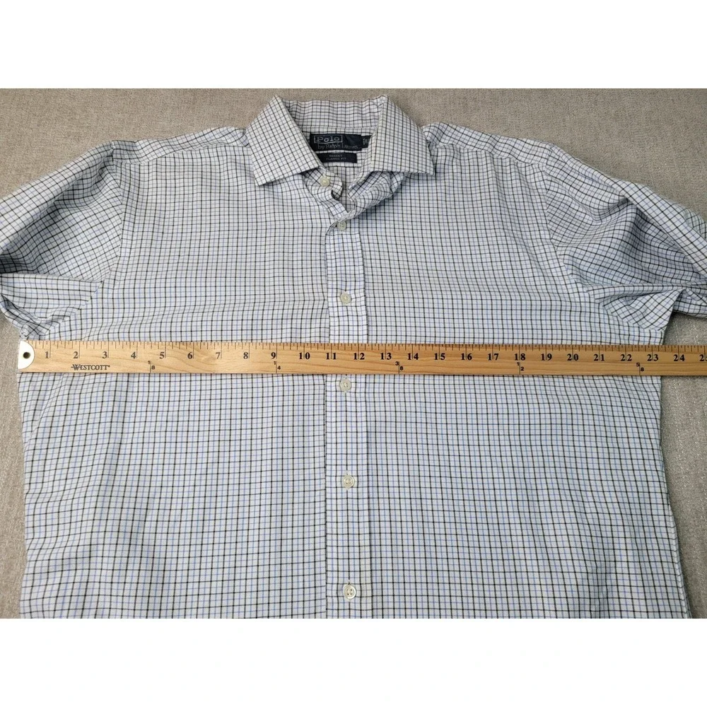 Polo Ralph Lauren Button Down Shirt Mens‎ 15.5 Blue Check Regent Classic Fit